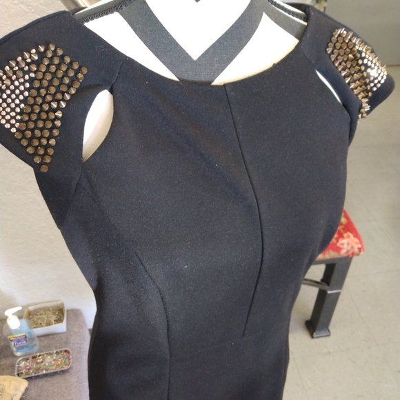 Allen B studded shoulder bodycon dress - Picture 3 of 5